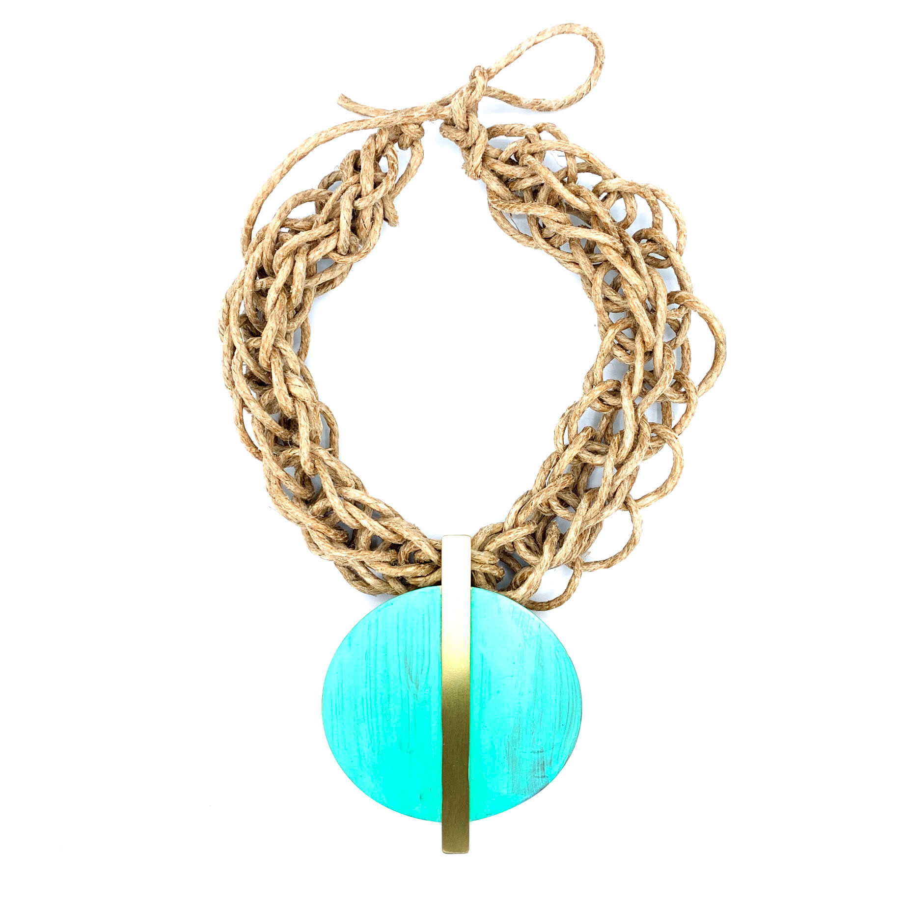 Collier corde naturelle turquoise