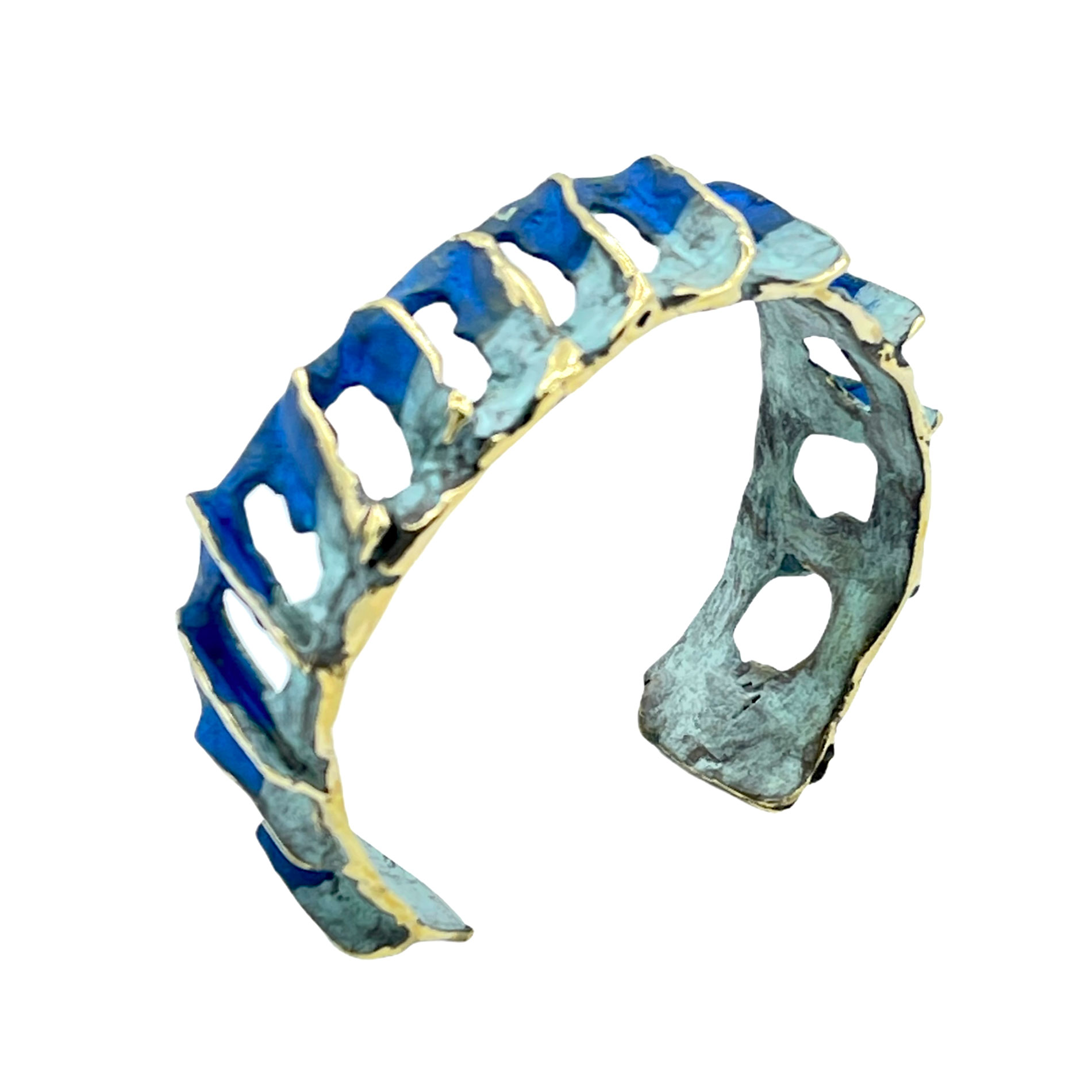 Bracelet en bronze patiné bleu