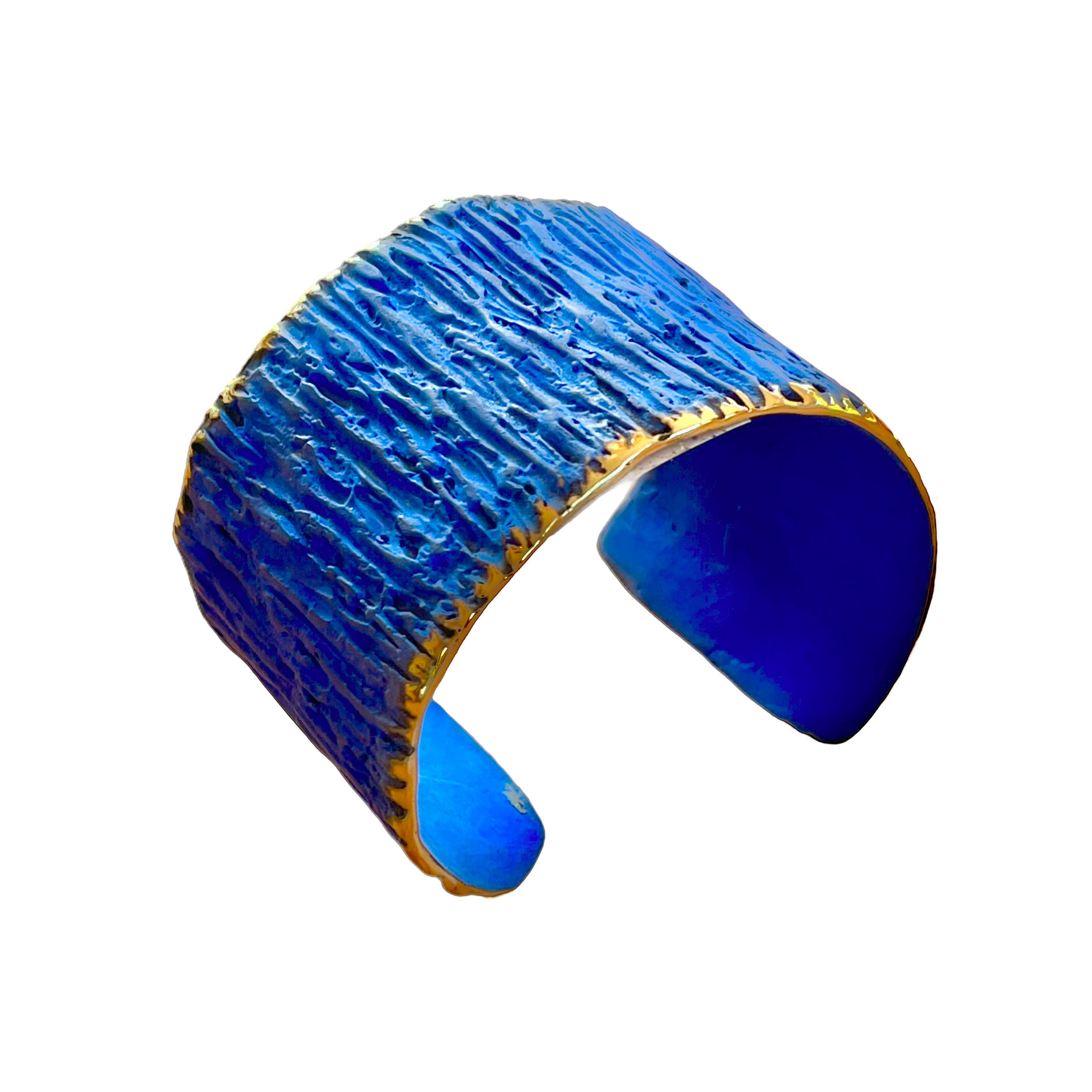 Bracelet en bronze patiné bleu azur
