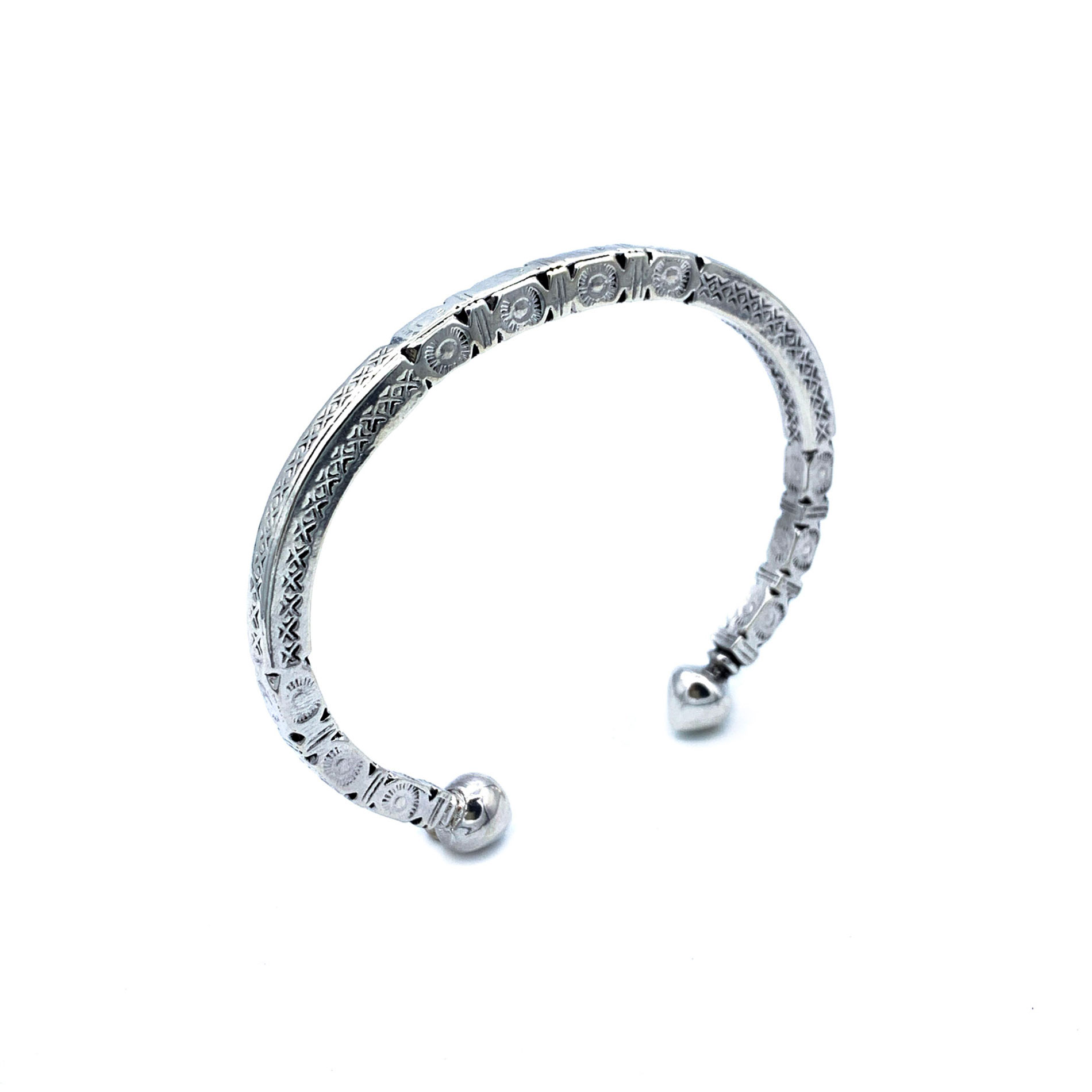 Bracelet jonc stylisé métal argenté